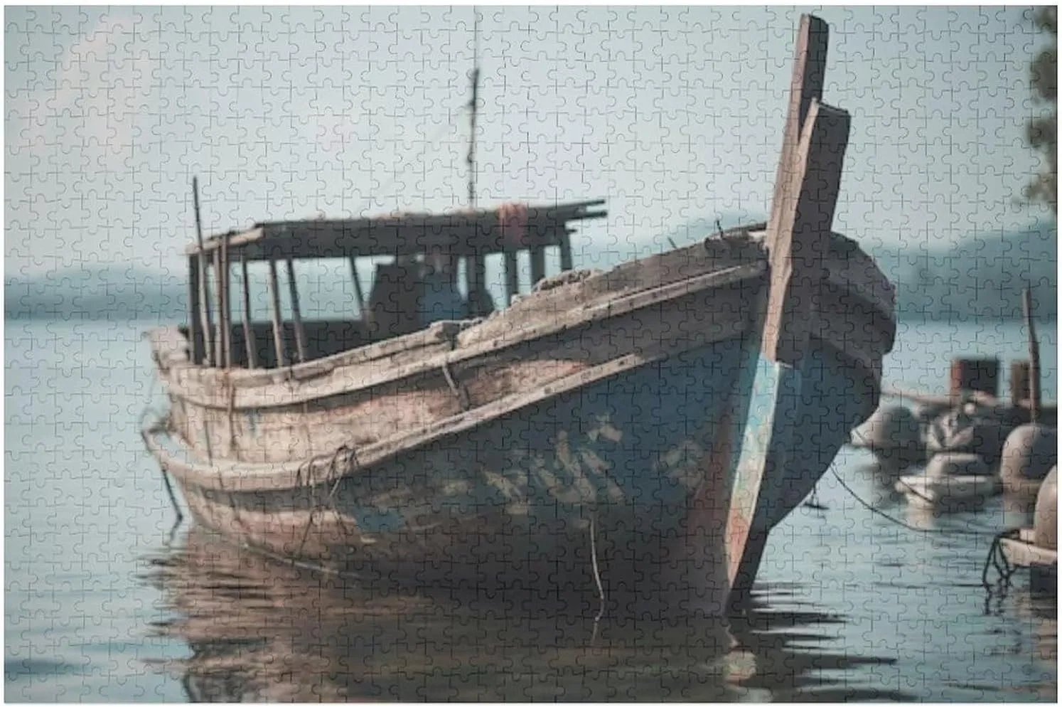 Abandoned Fishing Boat Moored On Tranquil Coastline 1000 Piece Jigsaw Puzzles for Adults Jigsaw Puzzles 1000 Pieces Puzzle Game for Family Parent-Child Holiday Puzzles for Educational 29.5x19.7 Inch