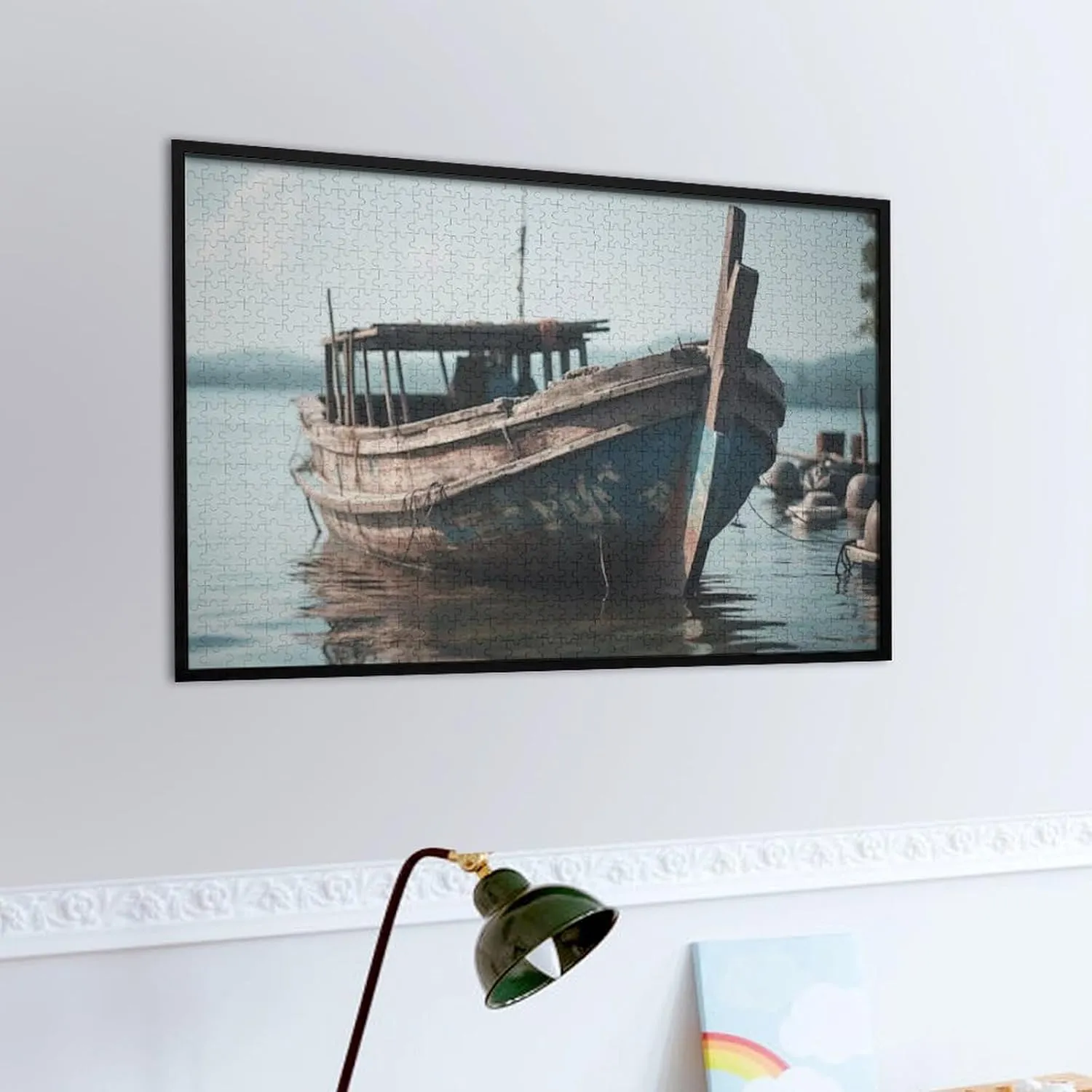 Abandoned Fishing Boat Moored On Tranquil Coastline 1000 Piece Jigsaw Puzzles for Adults Jigsaw Puzzles 1000 Pieces Puzzle Game for Family Parent-Child Holiday Puzzles for Educational 29.5x19.7 Inch