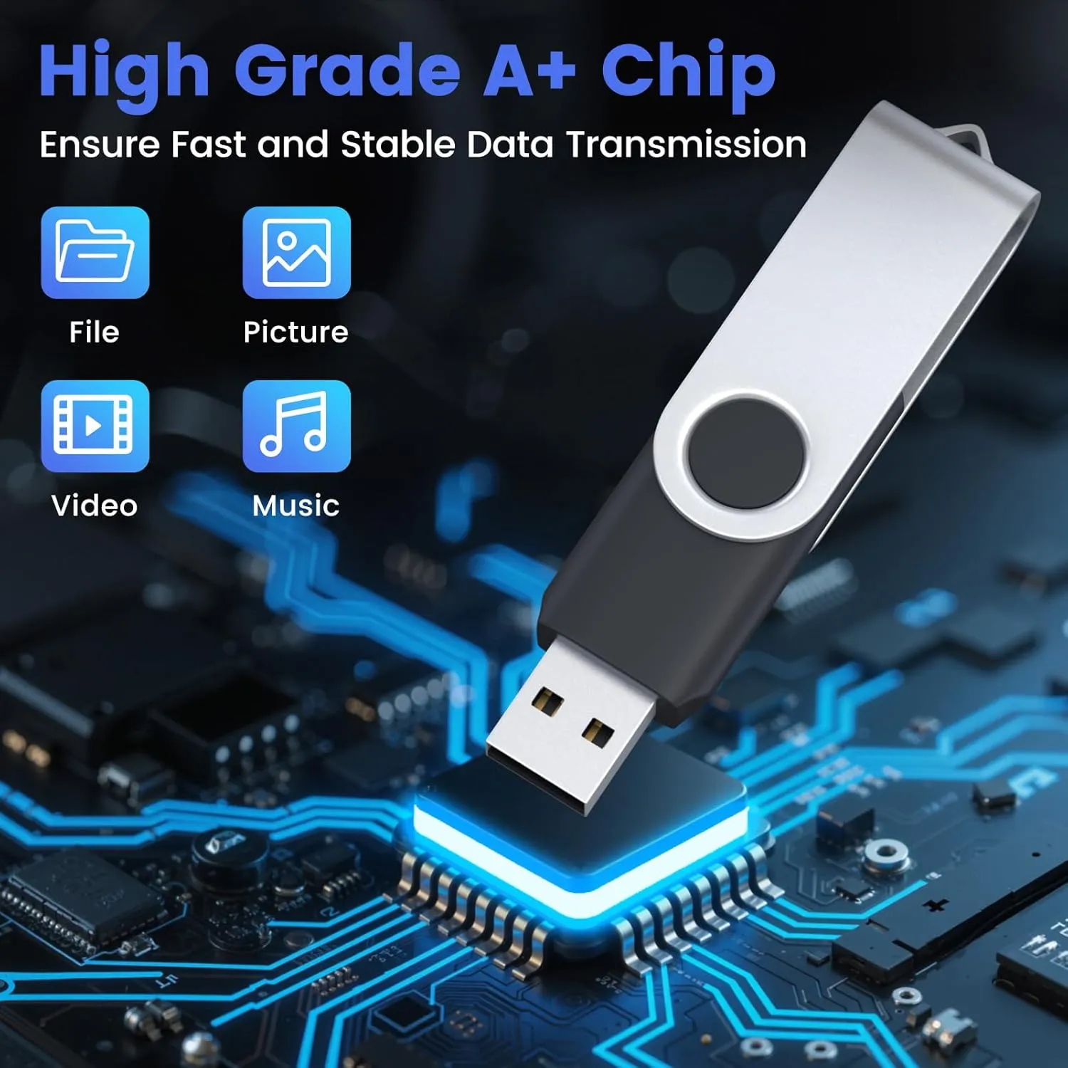 ABLAZE 2GB USB Flash Drive 50 Pack, USB 2.0 Thumb Drives Bulk Memory Sticks Pendrives 50PCS (Black)