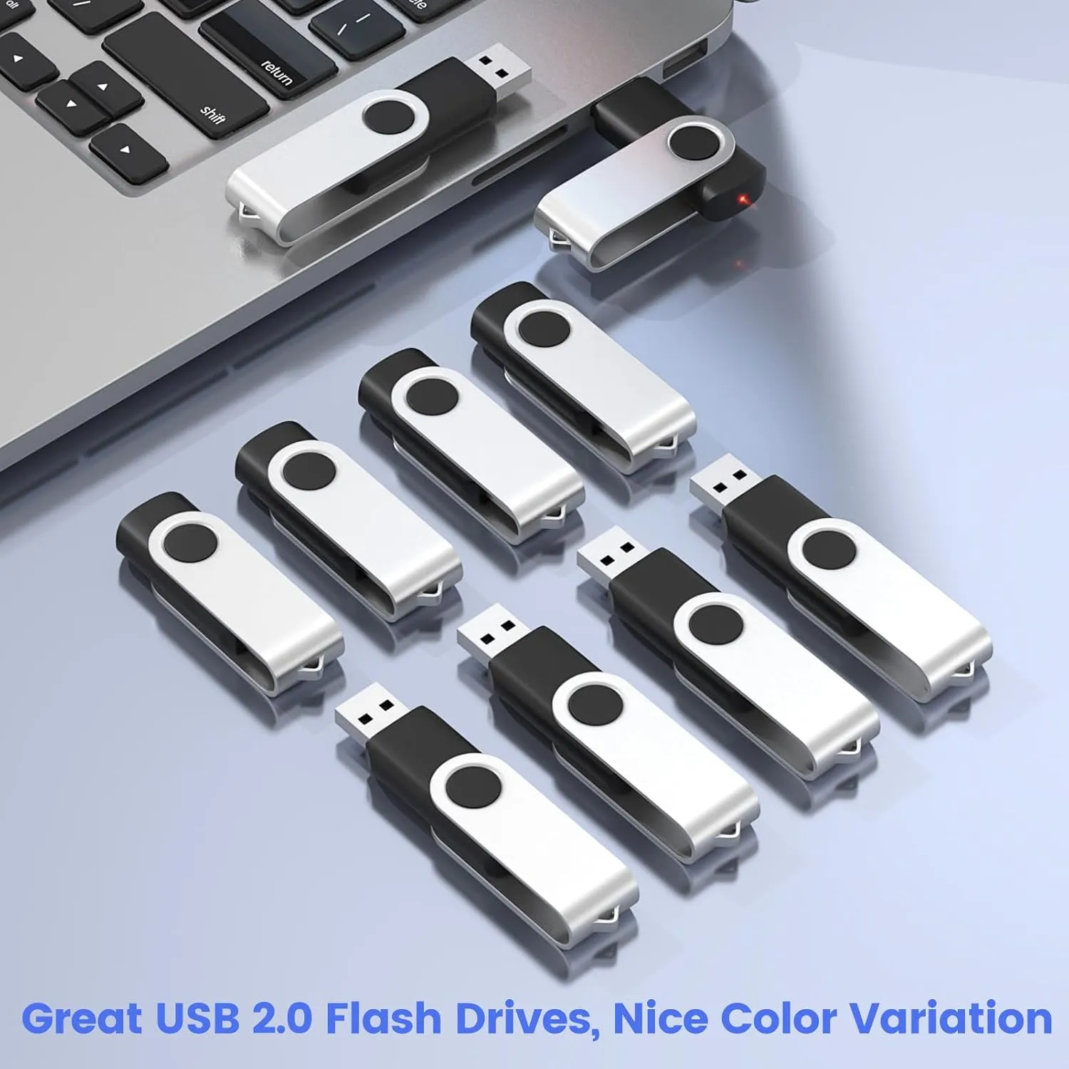 ABLAZE 2GB USB Flash Drive 50 Pack, USB 2.0 Thumb Drives Bulk Memory Sticks Pendrives 50PCS (Black)