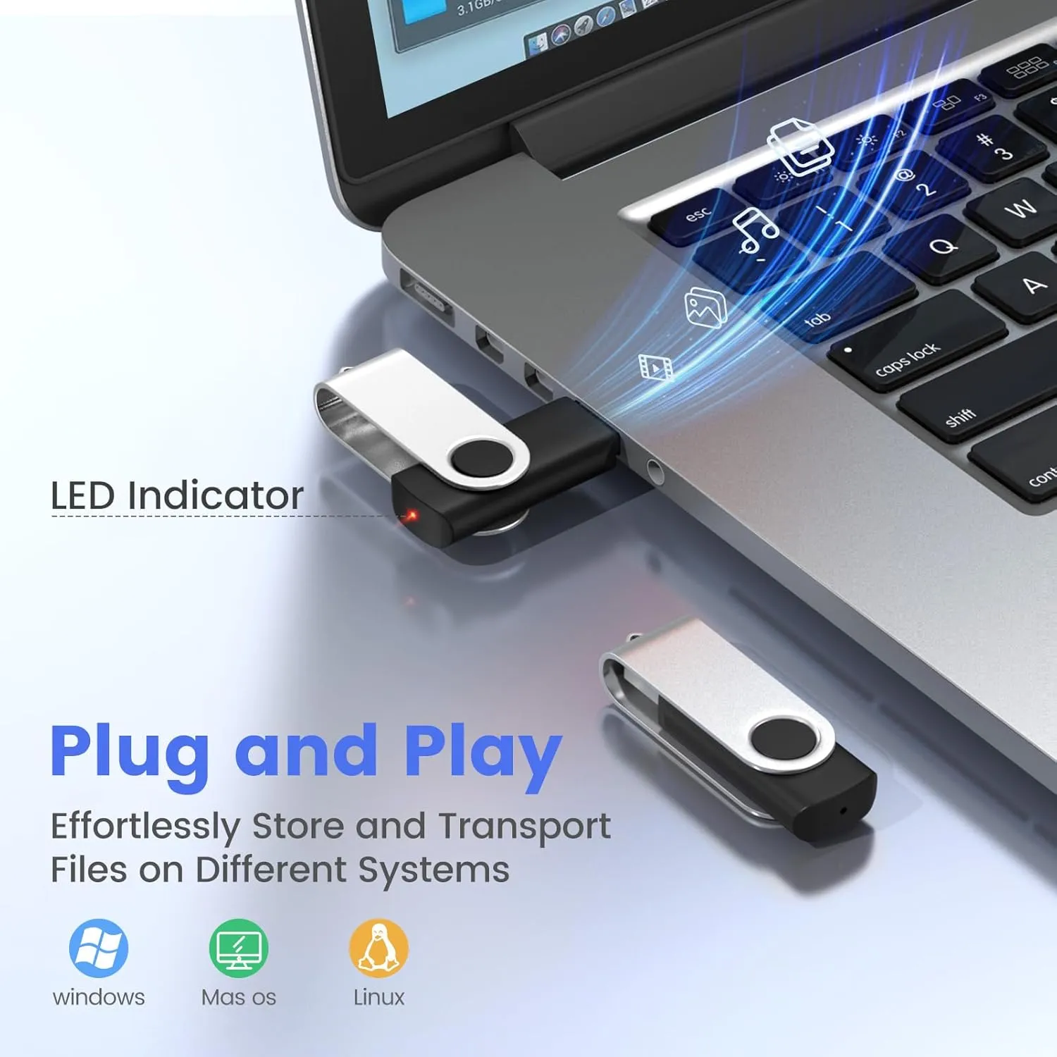 ABLAZE 2GB USB Flash Drive 50 Pack, USB 2.0 Thumb Drives Bulk Memory Sticks Pendrives 50PCS (Black)