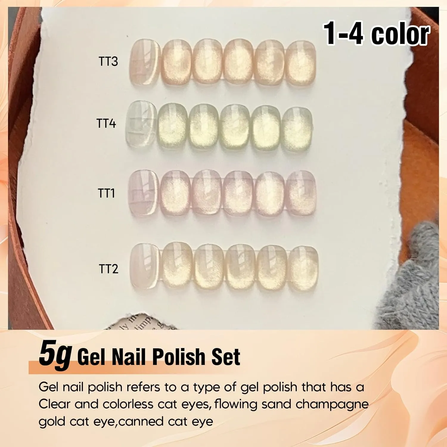 ADHERE 7pcs Translucent Cat Eye Gel Polish Set with Magnetic Stick and Brush, Holographic Glitter Cat Eye Gel Polish Nail Varnish UV LED Nail Polish for Salon