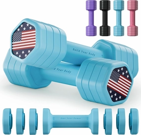 Adjustable Dumbbell Set of 2, 4 in 1 Hand Weights for Women at Home, 5 lb Weights Dumbbells set of 2, Each 2lb 3lb 4lb 5lb with TPU Soft Rubber Handle for Home Gym Exercise Training