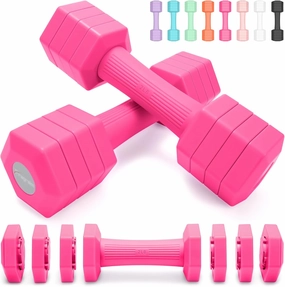 Adjustable Dumbbells Set, 4 in 1 Hand Weights Set for Women Men 10 LB Dumbbell Pair Each 2lbs 3lbs 4lbs 5lbs Weights Dumbbell Set with TPU Soft Rubber Handle for Home Gym Exercise Fitness