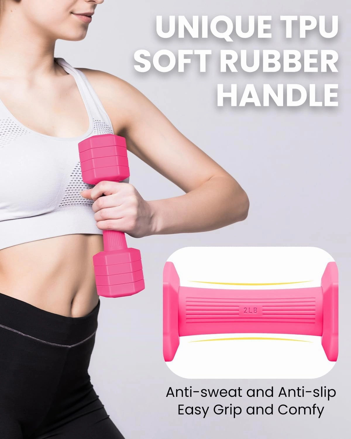 Adjustable Dumbbells Set, 4 in 1 Hand Weights Set for Women Men 10 LB Dumbbell Pair Each 2lbs 3lbs 4lbs 5lbs Weights Dumbbell Set with TPU Soft Rubber Handle for Home Gym Exercise Fitness