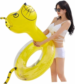 Adorable Tiger Design Inflatable Swimming Ring Pool Toy for Adults Relaxation Beach Fun