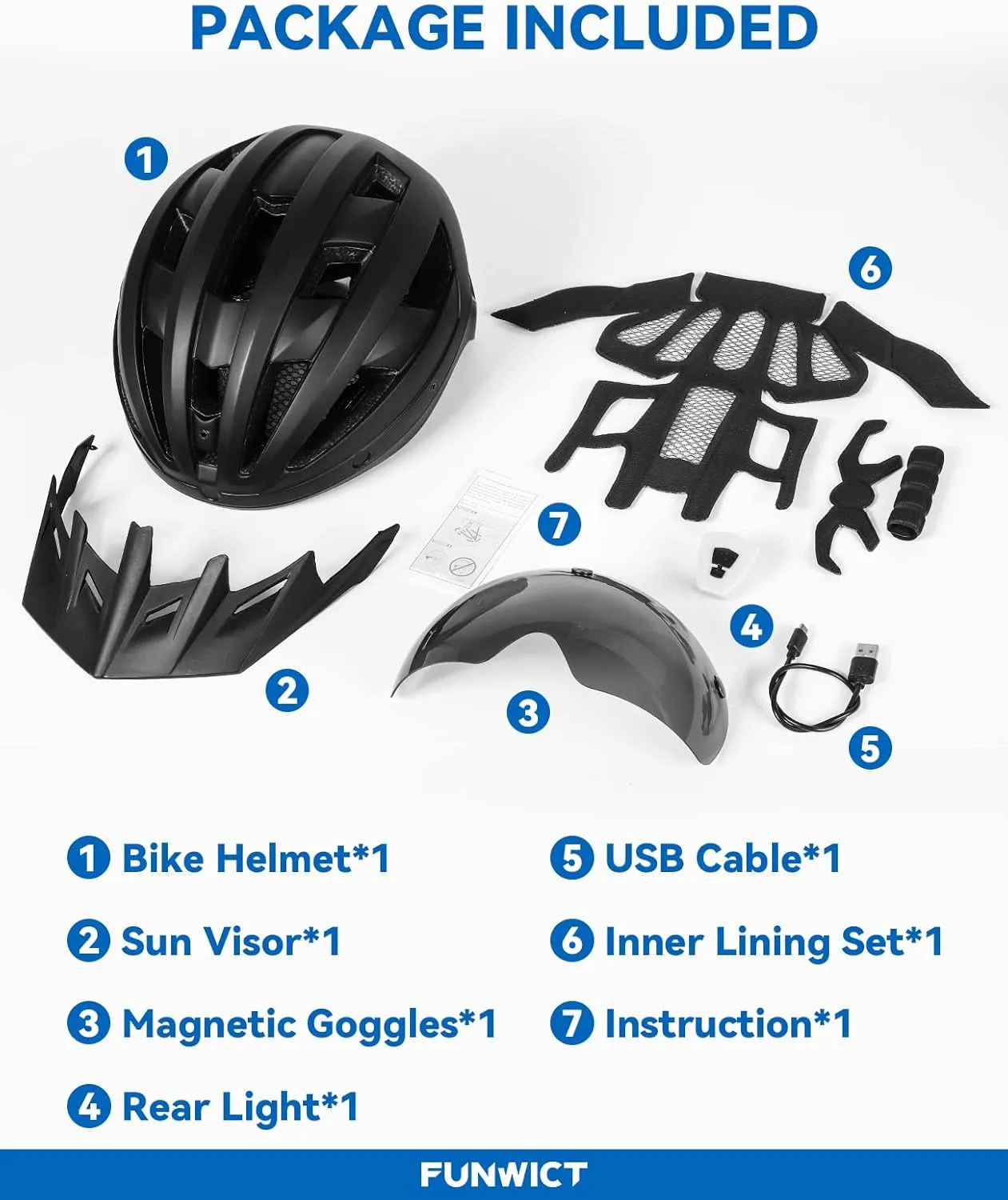 Adult Bike Helmet with Visor and Goggles for Men Women Mountain Road Bicycle Helmet Rechargeable Rear Light Cycling Helmet