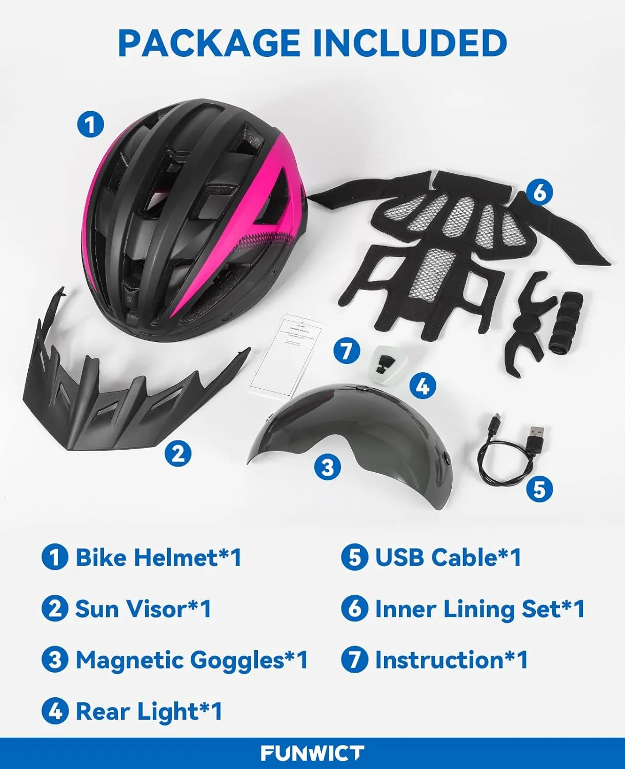 Adult Bike Helmet with Visor and Goggles for Men Women Mountain Road Bicycle Helmet Rechargeable Rear Light Cycling Helmet
