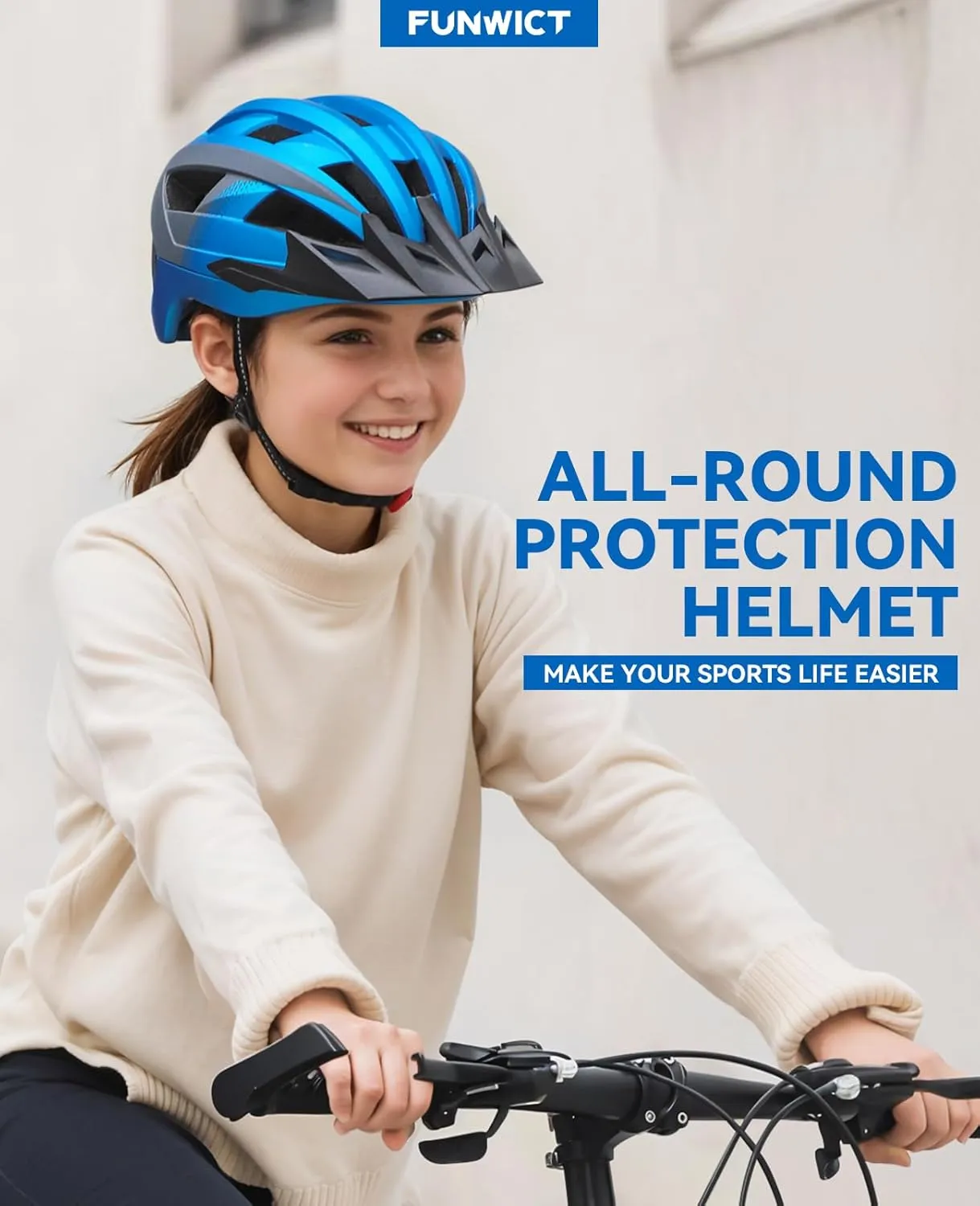 Adult Bike Helmet with Visor and Goggles for Men Women Mountain Road Bicycle Helmet Rechargeable Rear Light Cycling Helmet