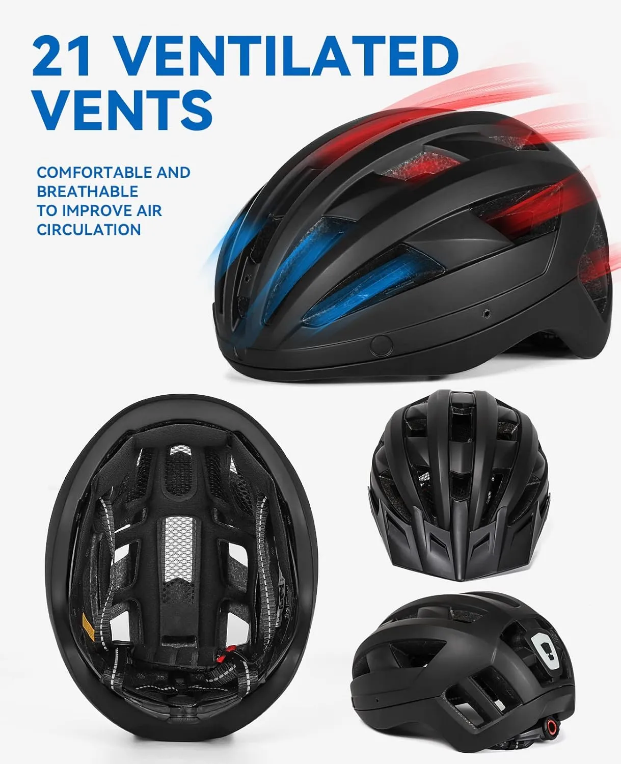 Adult Bike Helmet with Visor and Goggles for Men Women Mountain Road Bicycle Helmet Rechargeable Rear Light Cycling Helmet