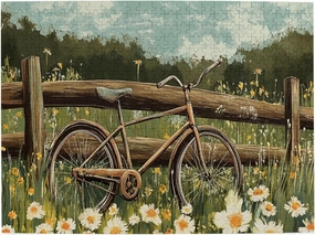 Adult Puzzle 500 Pieces,The Bicycle On The Grassland,The Ideal Choice for Family Entertainment,Bright Colors,Unique Design,Unique Visual Experience,The First Choice for Decorating Home