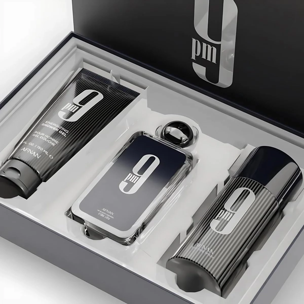 Afnan 9 Pm 3 Piece Set for Men, (3.4 Oz De Parfum Eau De Parfum Spray   5.0 Oz Shower Gel   5.0 Oz Perfume Deodorant)