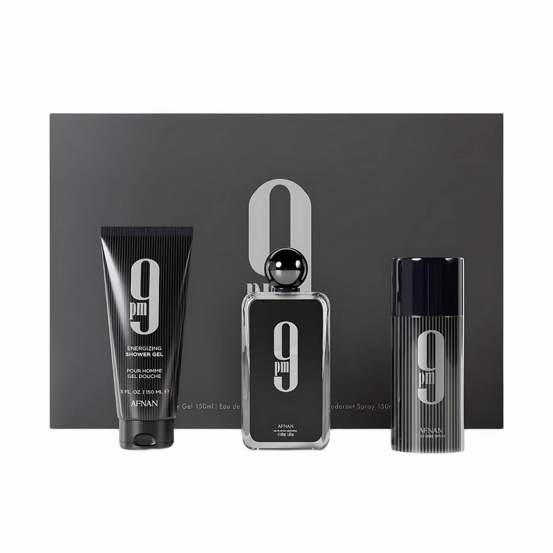Afnan 9 Pm 3 Piece Set for Men, (3.4 Oz De Parfum Eau De Parfum Spray   5.0 Oz Shower Gel   5.0 Oz Perfume Deodorant)
