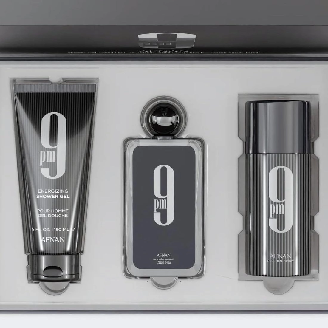 Afnan 9 Pm 3 Piece Set for Men, (3.4 Oz De Parfum Eau De Parfum Spray   5.0 Oz Shower Gel   5.0 Oz Perfume Deodorant)