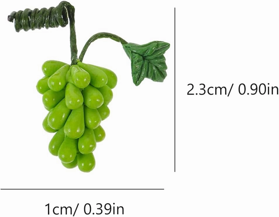 Alasum 10pcs Realistic Miniature Fruit Models, Light Green Resin Grape Bunches, Tiny Grape Props for Dollhouse Decor, Kitchen, Living Room, Handcrafted, 0.90 * 0.39 * 0.39inch