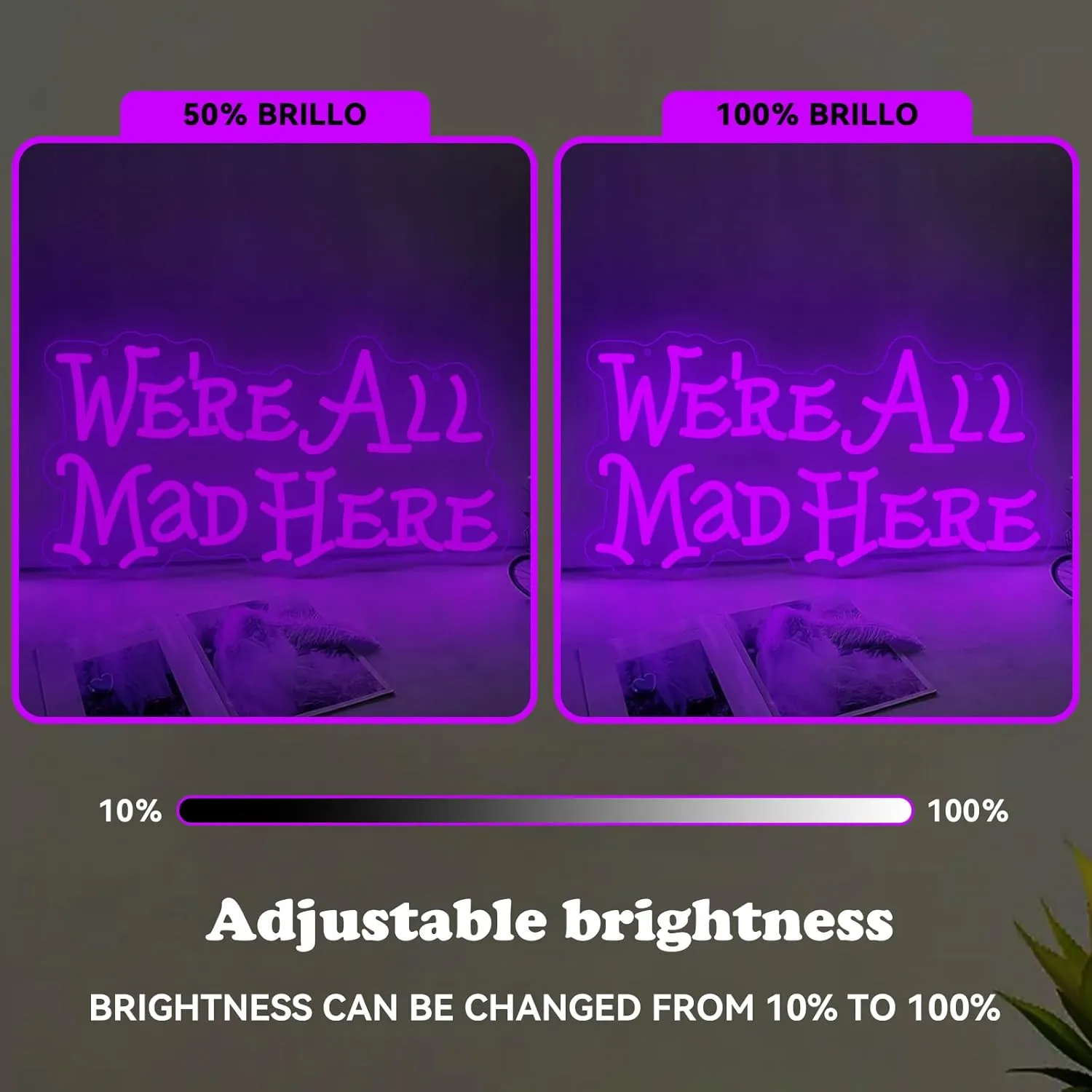 Alice in Wonderland Party Decorations Neon Sign,We're All Mad Here Neon Signs for Wall Decor,Mad Hatter Tea Party Neon Lights for Dimmable LED Lights,for Bedroom Bar Home Dorm Birthday Gifts