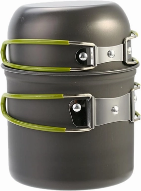 Aluminium Alloy Pot Set Foldable Handgrip, Compact Camping Tableware with Storage Bag, for Outdoor Camping Survival