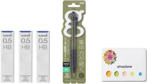 amazdone uni Alpha Gel switch 0.5mm Mechanical Pencil, dark olive Body (M51009GG1P.18)  uni Mechanical Pencil Lead,The Uni Smudge-Proof Leads 0.5mm HB 3 Set Sticky Notes