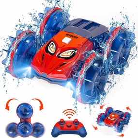 Amphibious RC Monster Truck - 2.4GHz 4WD 360Rotating All Terrain Waterproof RC Car Boat for 8-12 Year Old Boys
