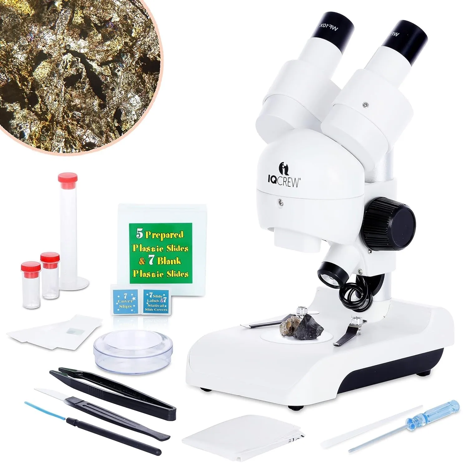 AmScope - 30X Deluxe All-in-One Portable Stereo Microscope with LED Dual-Illumination and Accessory Kit - SE122