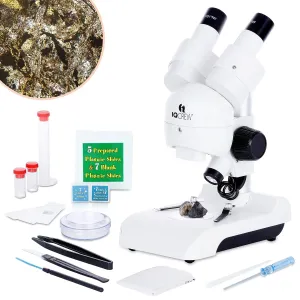 AmScope - 30X Deluxe All-in-One Portable Stereo Microscope with LED Dual-Illumination and Accessory Kit - SE122