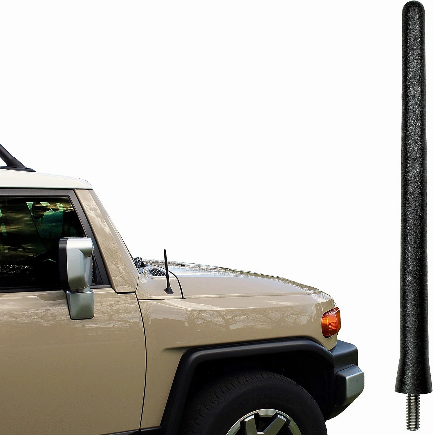 AntennaMastsRus - Short Rubber Antenna fits Toyota FJ Cruiser (2007-2015) - USA Stainless Steel Threading - The Original 6 3/4 Inch Accessories - Car Wash Proof - Internal Copper Coil