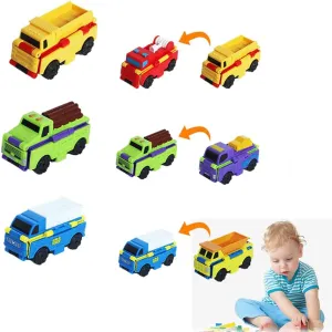 Anti-Reverse Car Toy Set, 2022 New Reverse Car Toy Set, Transforming Toys Car, Children's Creative Mini Transforming Car, 2-in-1 Flip Transformation Cars Toys Convert Two Forms in 3 Seconds (A)