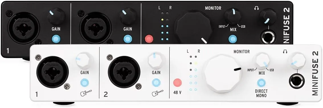 Arturia - MiniFuse 2 - Compact USB Audio & MIDI Interface with Creative Software for Recording, Production, Podcasting, Guitar - White