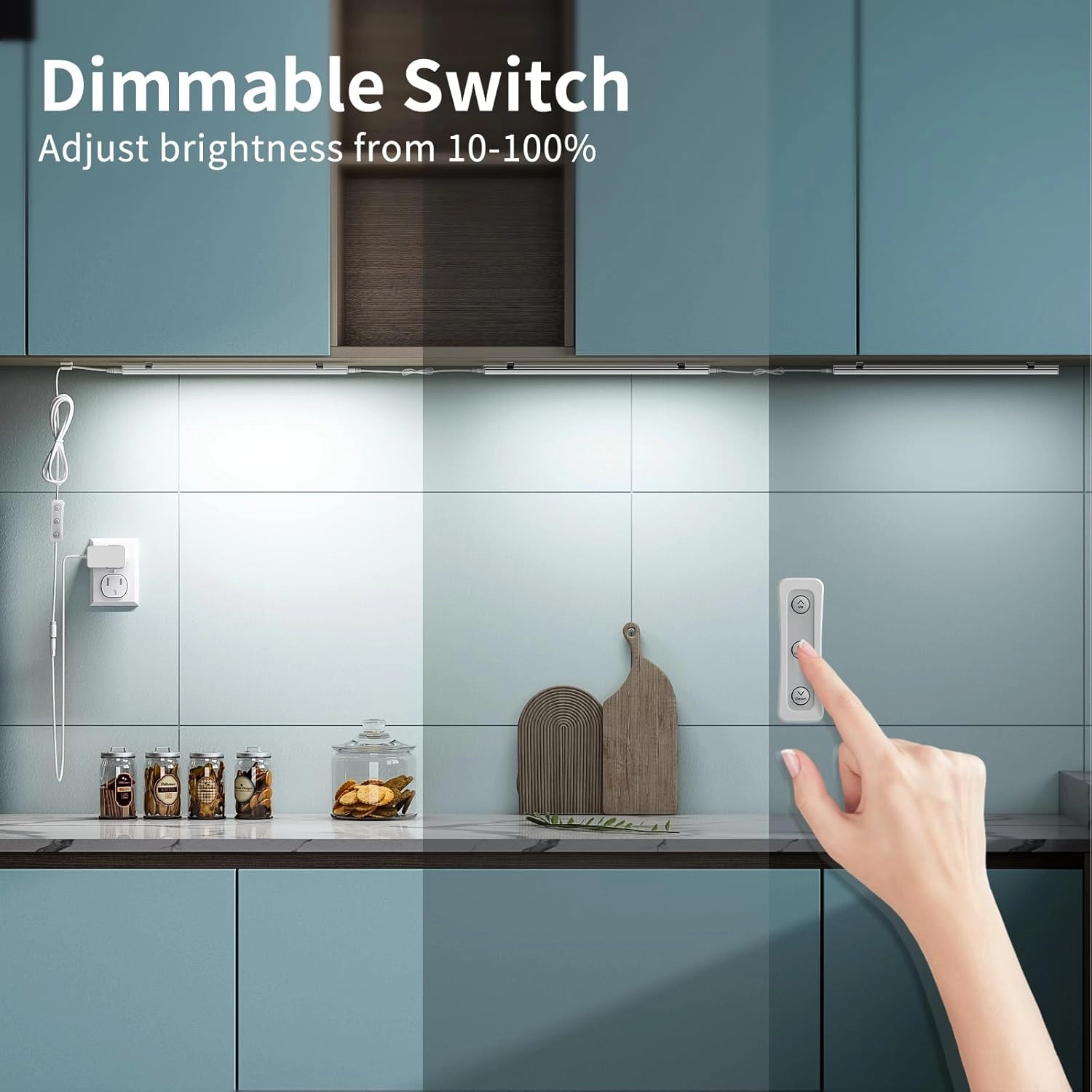 ASOKO Under Cabinet Led Light Plug in, Dimmable Daylight White 4500K, 3 Pack 12 inch Linkable Led Under Counter Lights for Kitchen, Shelf, Workbench, Cupboard, ETL Listed Plug 24V, UNO-LK 4500K