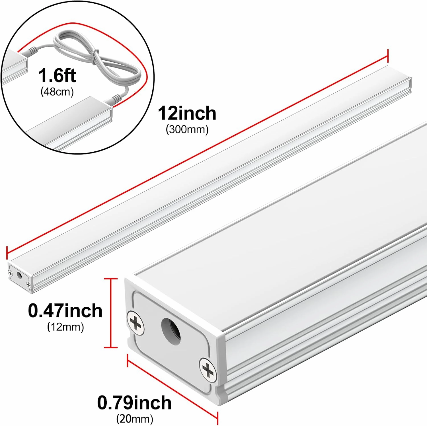 ASOKO Under Cabinet Led Light Plug in, Dimmable Daylight White 4500K, 3 Pack 12 inch Linkable Led Under Counter Lights for Kitchen, Shelf, Workbench, Cupboard, ETL Listed Plug 24V, UNO-LK 4500K