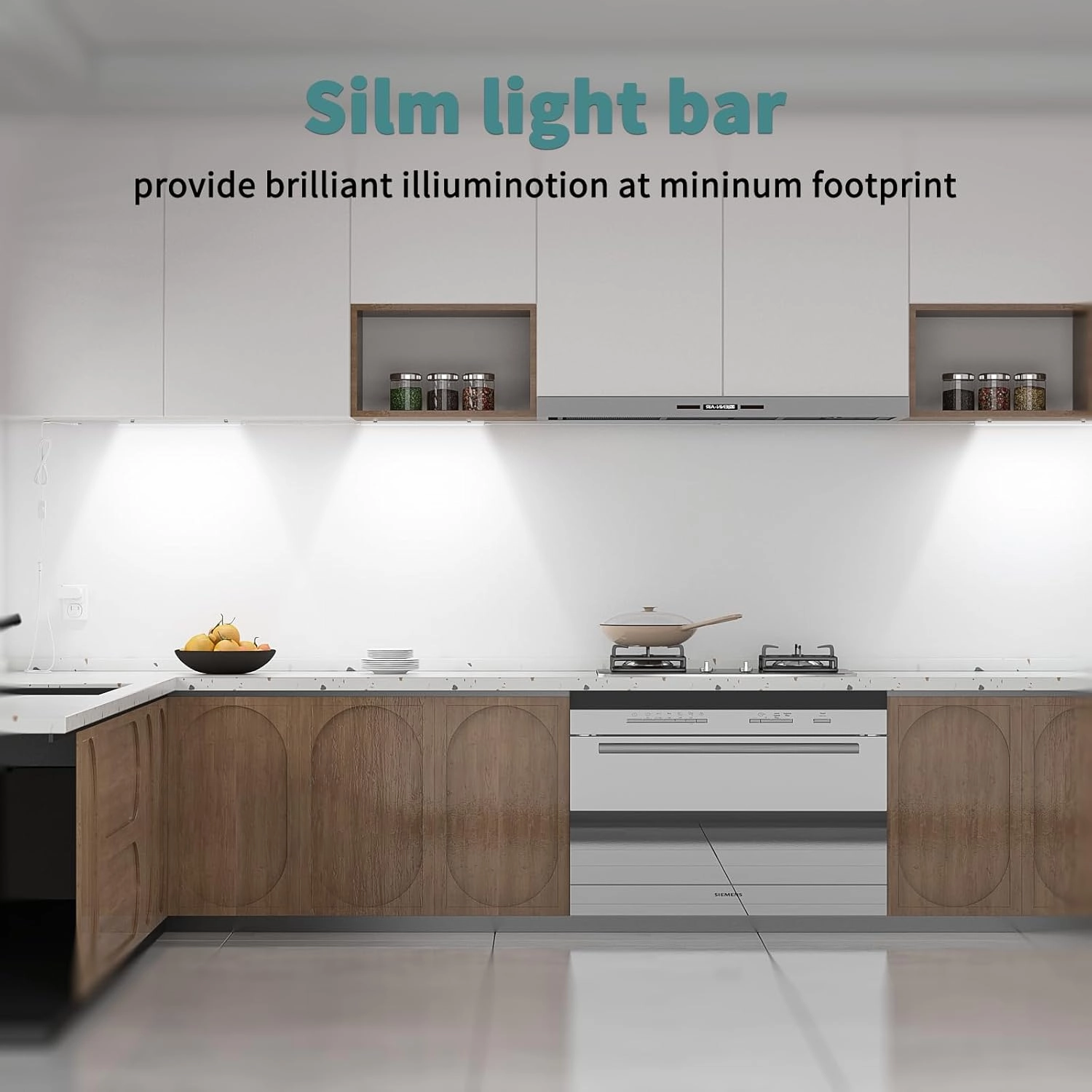 ASOKO Under Cabinet Led Light Plug in, Dimmable Daylight White 4500K, 3 Pack 12 inch Linkable Led Under Counter Lights for Kitchen, Shelf, Workbench, Cupboard, ETL Listed Plug 24V, UNO-LK 4500K