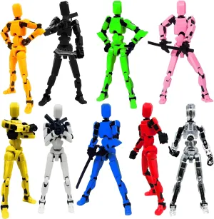 Assembly Completed- Upgrade 3D Printed Multi-Jointed Action Figures,Titan 13 Action Figure,Nova 13 Action Figure,Dummy Robot 13 Action Figures Set,Multiple Accessories, Desk Decoration (9pcs)