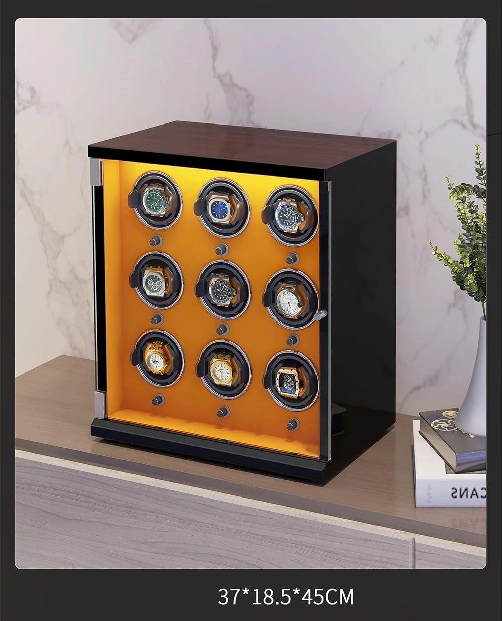 Automatic Watch Winder Box for 1/2/4/6/9/12/16 Watches 5 Rotation Modes for Men's and Women's Watches Storage Display Box
