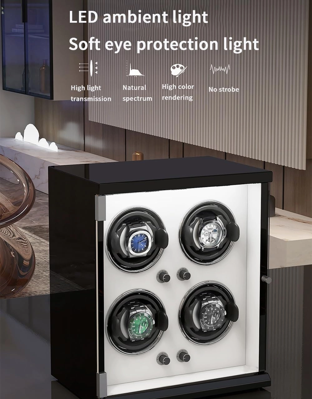 Automatic Watch Winder Box for 1/2/4/6/9/12/16 Watches 5 Rotation Modes for Men's and Women's Watches Storage Display Box
