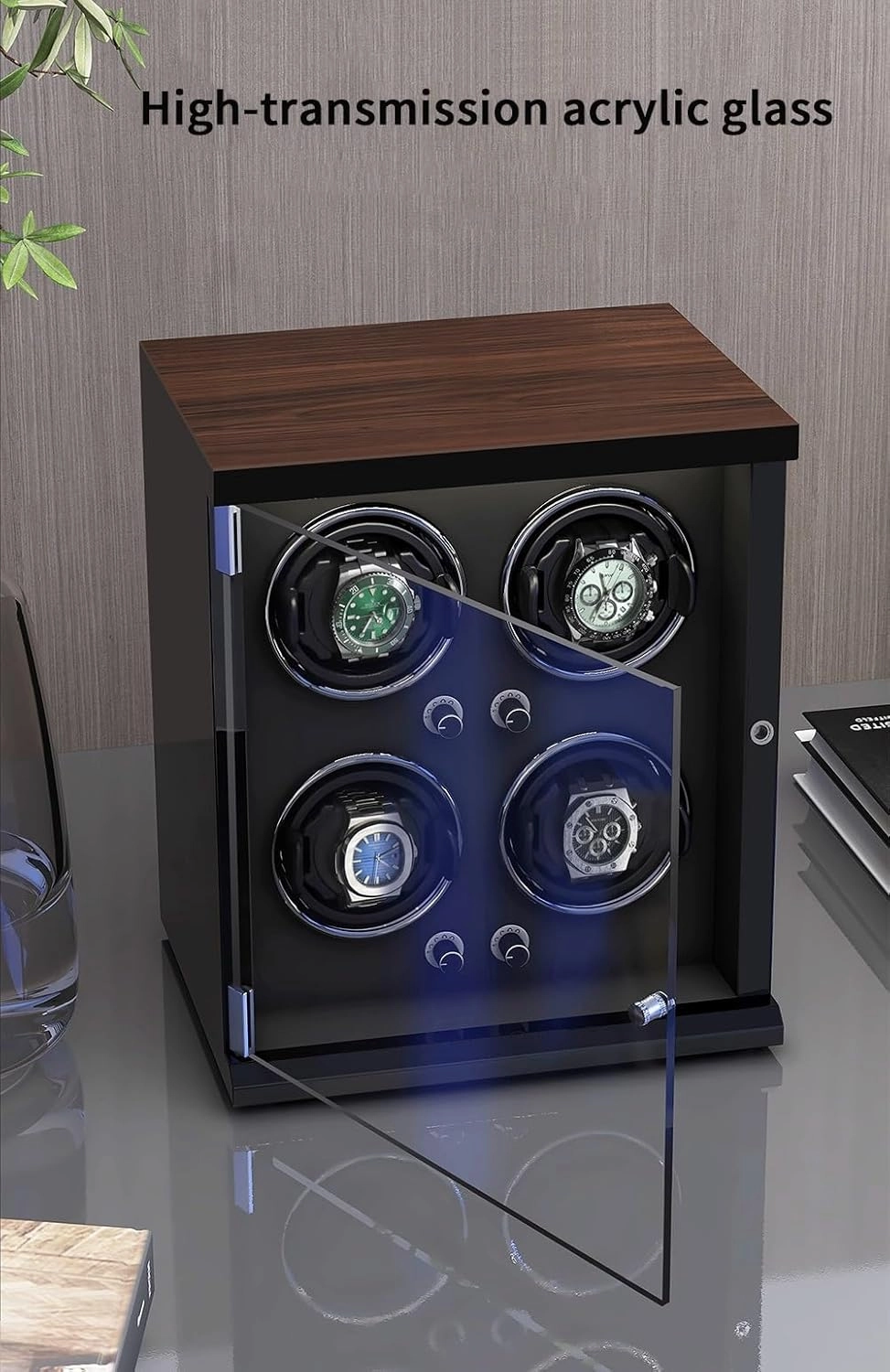 Automatic Watch Winder Box for 1/2/4/6/9/12/16 Watches 5 Rotation Modes for Men's and Women's Watches Storage Display Box