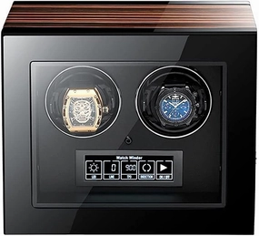 Automatic Watch Winder Box with Quietmotor and 15 Rotation Modes Led Illumination Remote Control LCD Display,2 0