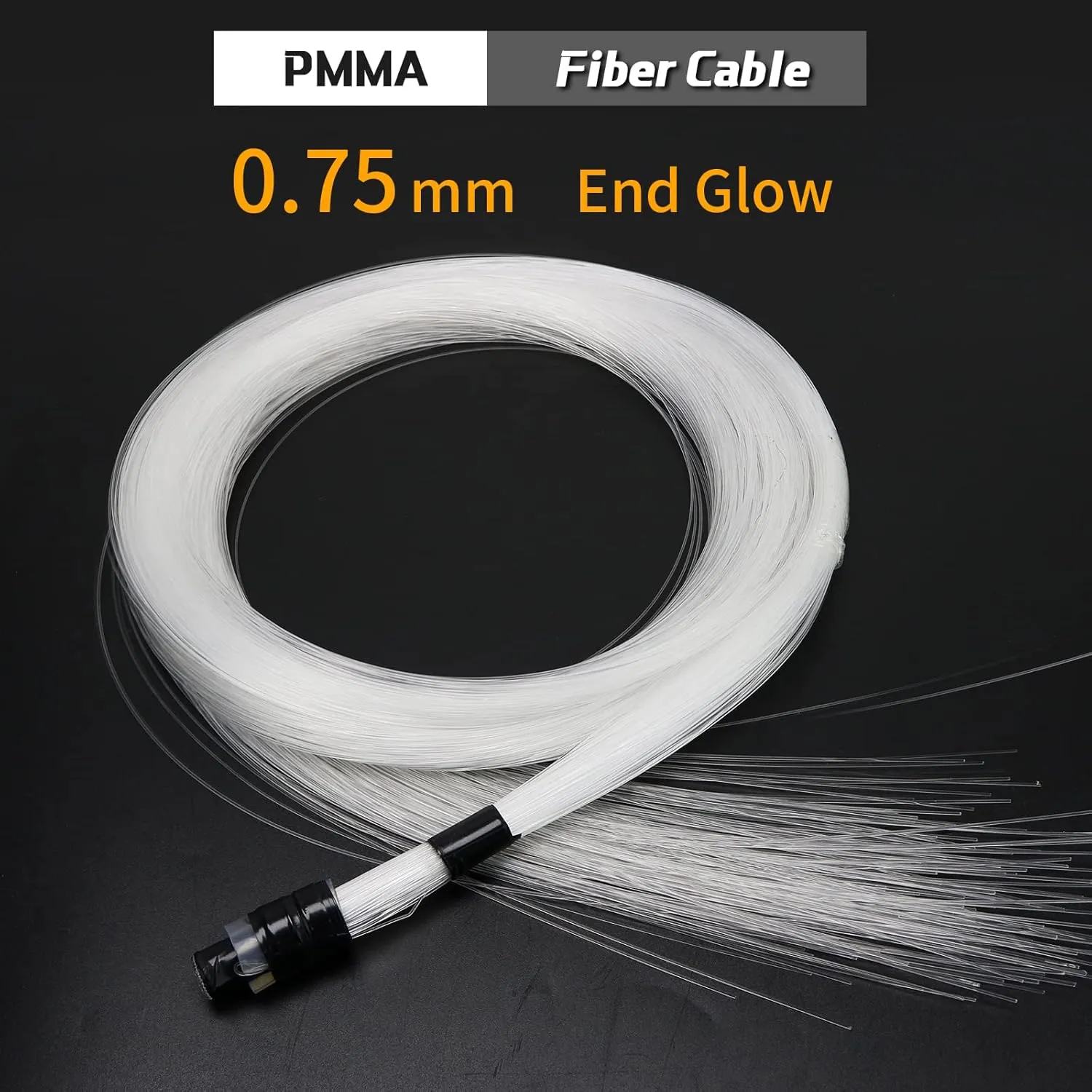 AZIMOM PMMA Plastic 450pcs*0.03in*9.8ft Fiber Optic Cable Strands 0.75mm 3Meter Length End Glow Roll Fiber String for Star Sky Roof Ceiling Decoration All Kind LED Light Engine Driver