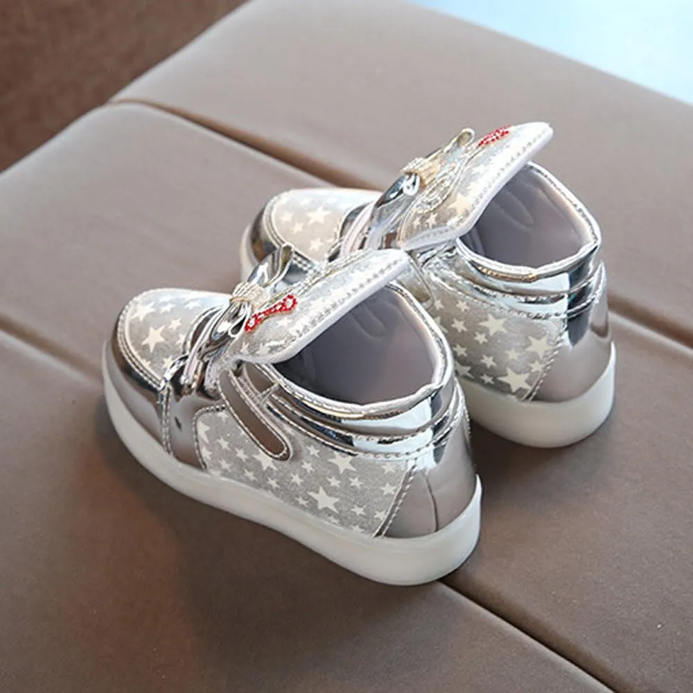 Baby Infant Light Up Shoes Glitter Chain Sneakers High Top Couple Dancing Shoes Glowing Flashing Luminous Trainers