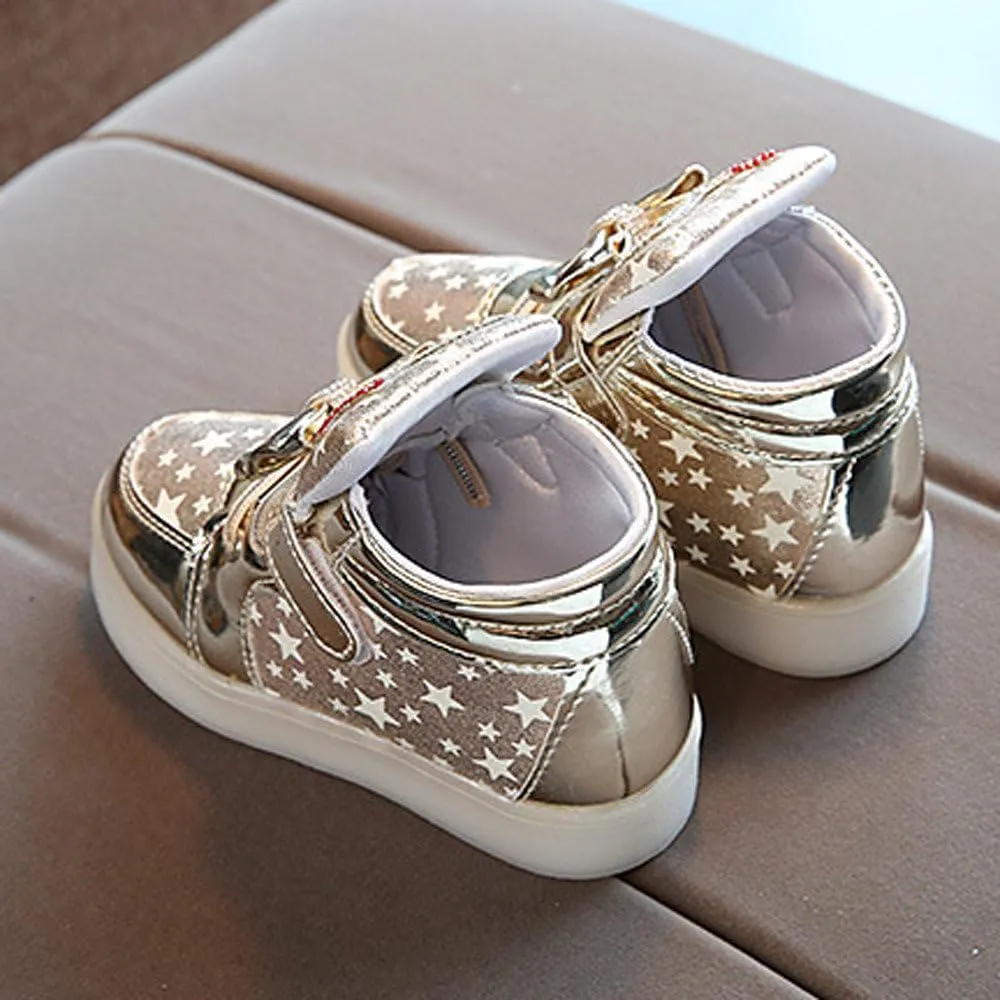 Baby Infant Light Up Shoes Glitter Chain Sneakers High Top Couple Dancing Shoes Glowing Flashing Luminous Trainers
