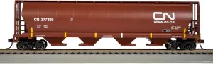 Bachmann Trains Canadian 4-Bay Cylindrical Grain Hopper with Flashing End of Train Device Canadian National (Oxide Red) - HO Scale, Prototypical Brown