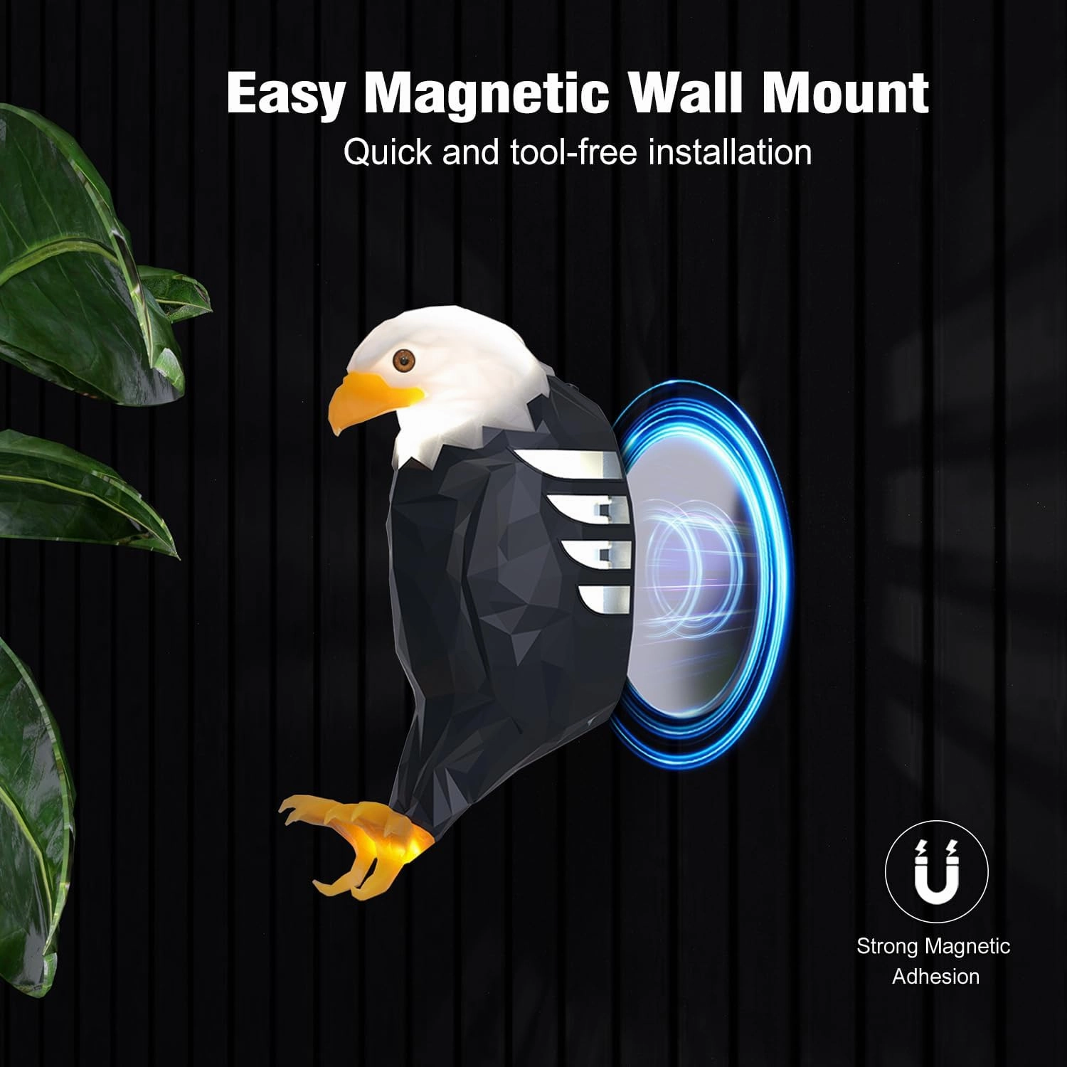 Bald Eagle Wall Light, American Eagle Night Light with Remote Control, Magnetic Wall Mounted Eagle Lamp for Bedroom, Living Room, Hallway, Battery Operated and Removable Charging Eagle Light