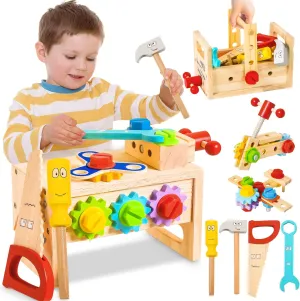 BAODLON 36-Piece Wooden Tool Set for Kids - Tool Box, Montessori STEM Toys for Toddlers 2-5 Years Old - Christmas or Birthday Gift