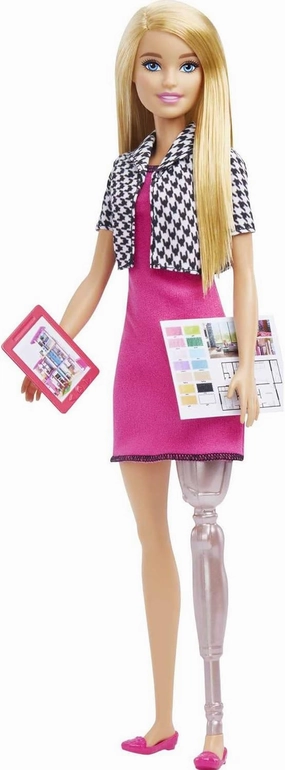 Barbie Careers Fashion Doll & Accessories, Interior Designer with Prosthetic Leg in Removable Outfit with Tablet & Design Sheet