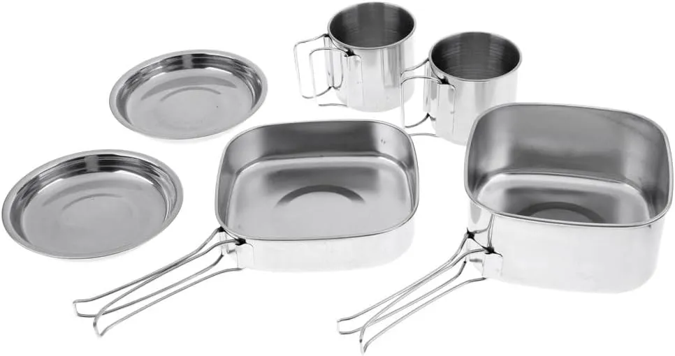 barenx 6 Pieces Foldable Pot Cookware Plate Cup Cooking Supplies Utensils Camping