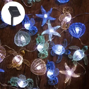 Bartlett Ocean Solar Lights Outdoor- 14ft 40LED Sea Life Décor Turtle Seahorse Shell Starfish-Waterproof Solar Fairy Lights for Outside Christmas Balcony Garden Yard Patio Fence Decoration