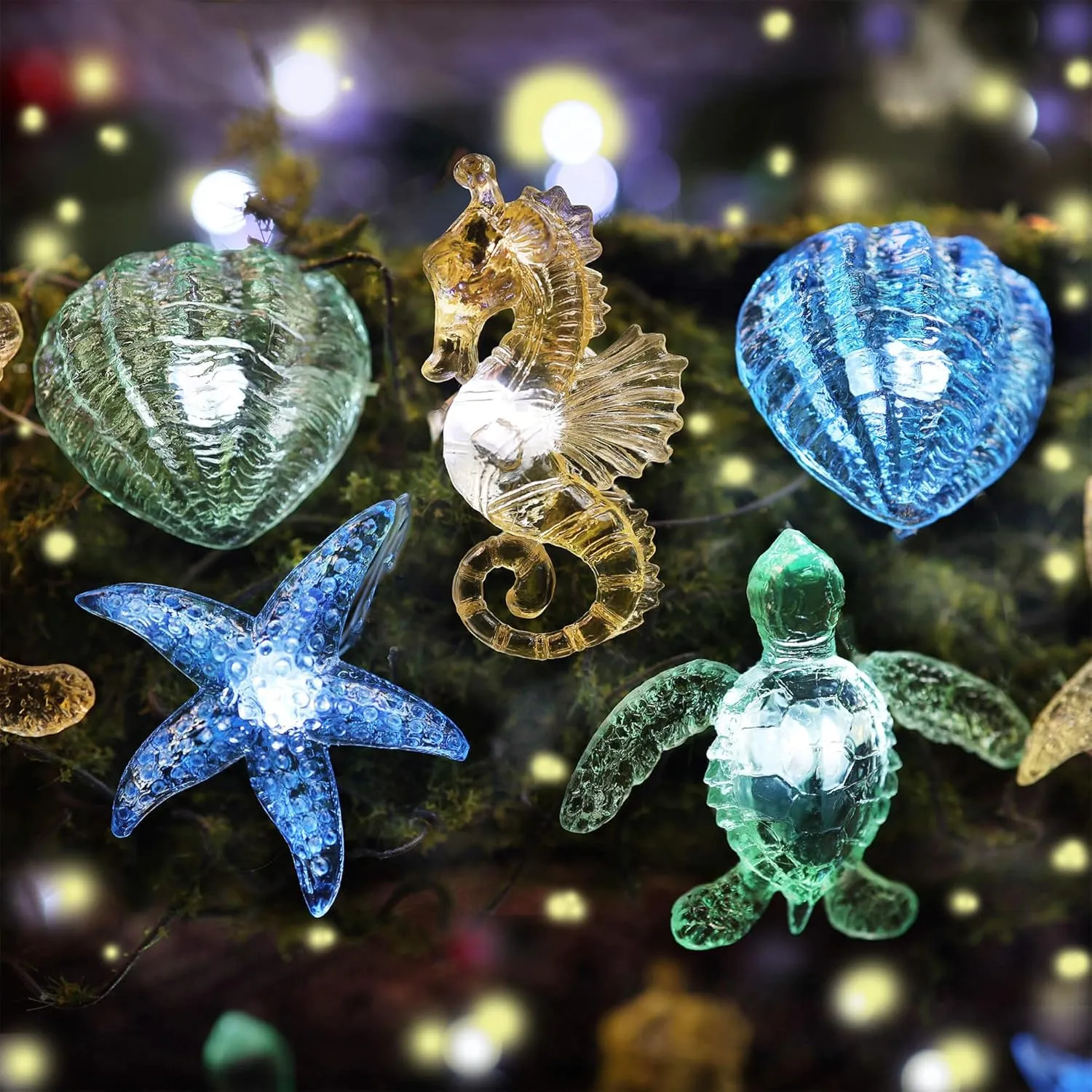 Bartlett Ocean Solar Lights Outdoor- 14ft 40LED Sea Life Décor Turtle Seahorse Shell Starfish-Waterproof Solar Fairy Lights for Outside Christmas Balcony Garden Yard Patio Fence Decoration