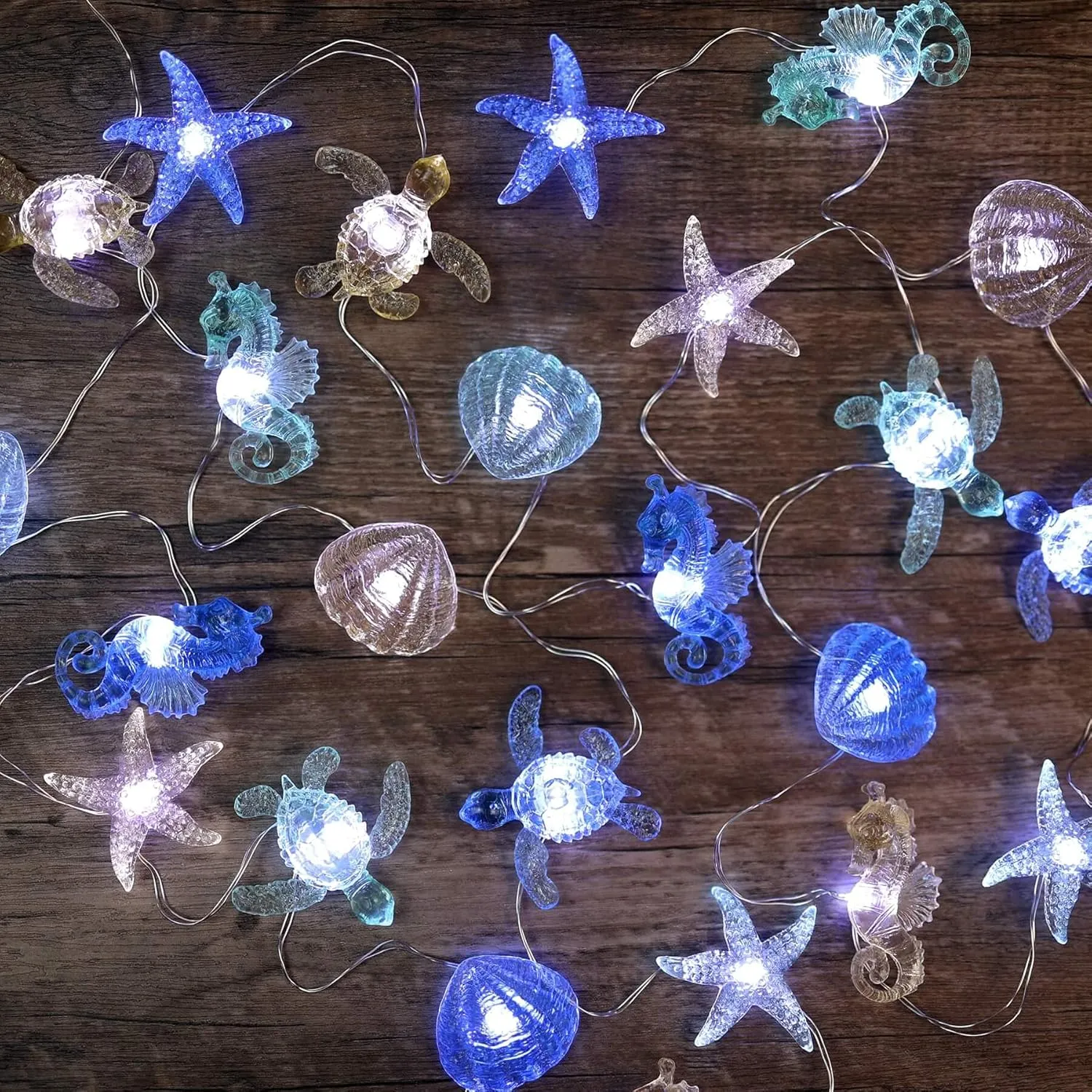 Bartlett Ocean Solar Lights Outdoor- 14ft 40LED Sea Life Décor Turtle Seahorse Shell Starfish-Waterproof Solar Fairy Lights for Outside Christmas Balcony Garden Yard Patio Fence Decoration