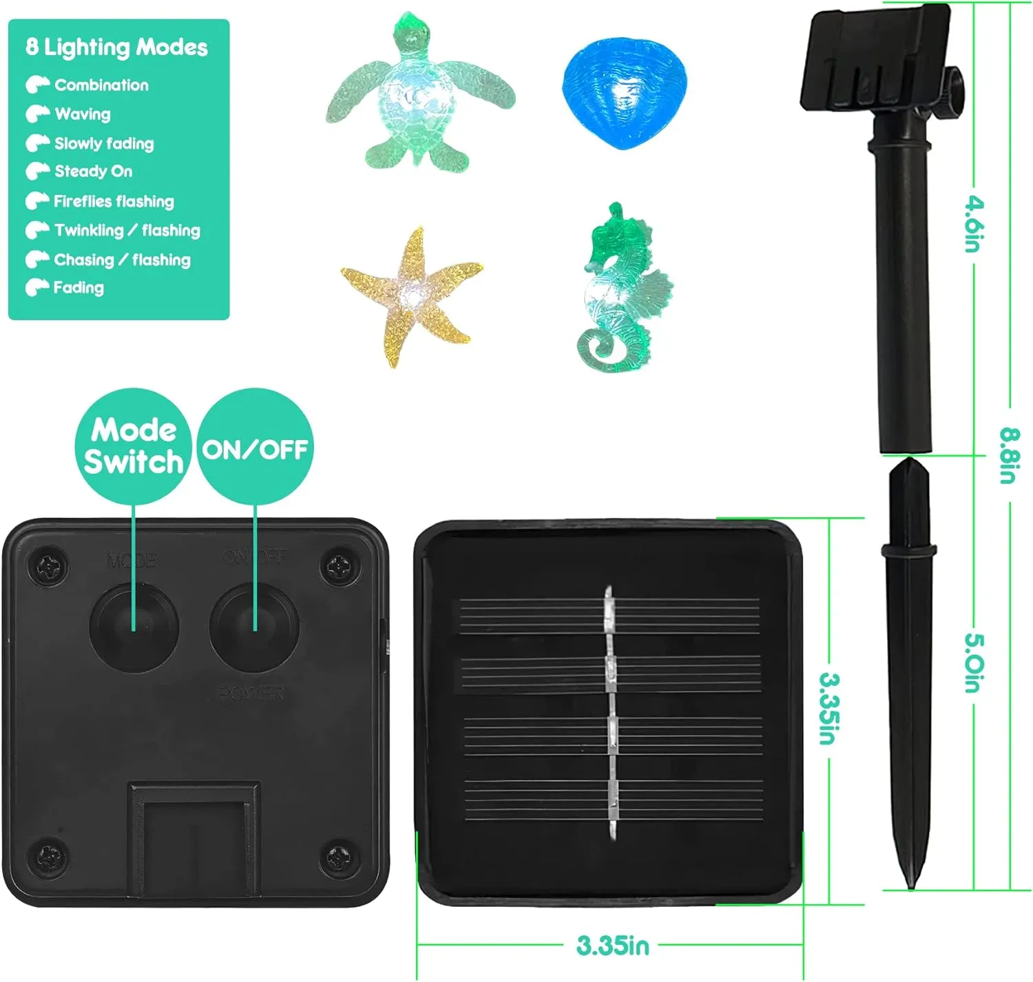 Bartlett Ocean Solar Lights Outdoor- 14ft 40LED Sea Life Décor Turtle Seahorse Shell Starfish-Waterproof Solar Fairy Lights for Outside Christmas Balcony Garden Yard Patio Fence Decoration