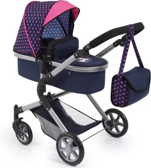 Bayer Design Dolls: Pram Neo City - Blue, Pink - Dolls Up to 20", Shoulder Bag, Convert to Jogger Pushchair, Foldable, Direction Changing, Kids Age 3 