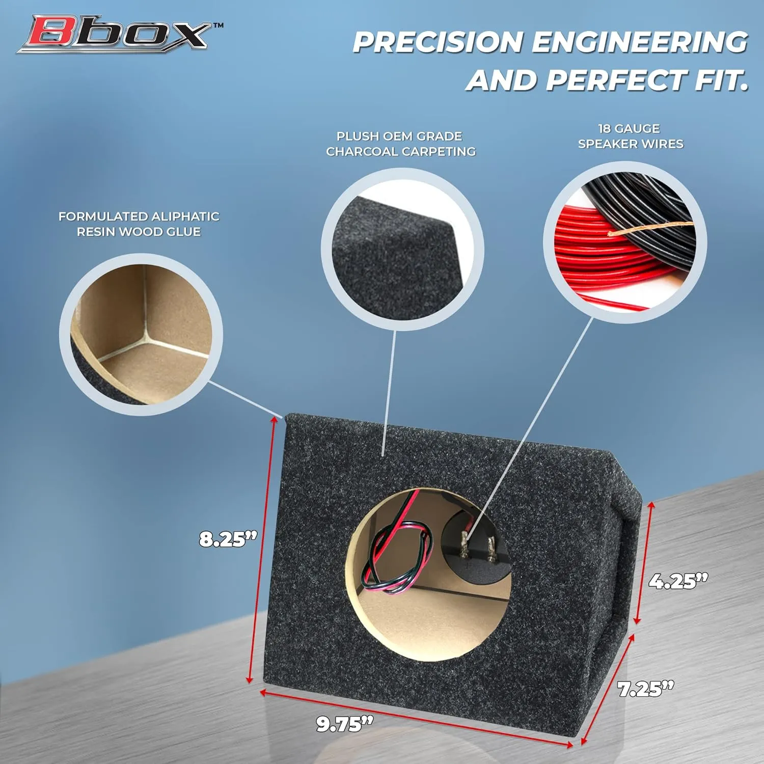 Bbox Pro Audio Tuned 6.5" Speaker Enclosures - Premium Speakers to Enhance Sound and Bass - Nickel Finish Terminals for Car or Truck - 18 Gauge Audio Cables - Speaker Set of 2 (Charcoal)